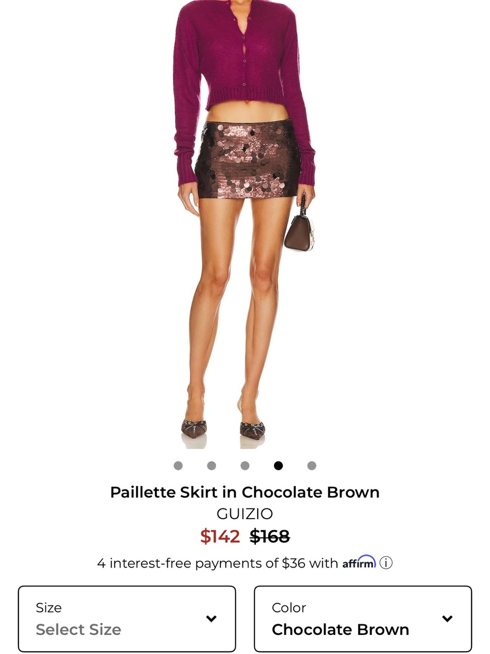 Chocolate Brown Sequin Mini Skirt